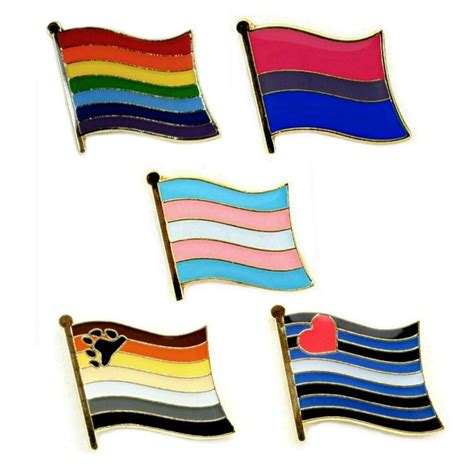 set of 5 lgbt pride flag lapel pin 5 lesbian gay bi trans bear leather rainbow ebay