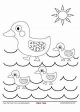 Ducklings Mama Kidzezone Ducks sketch template