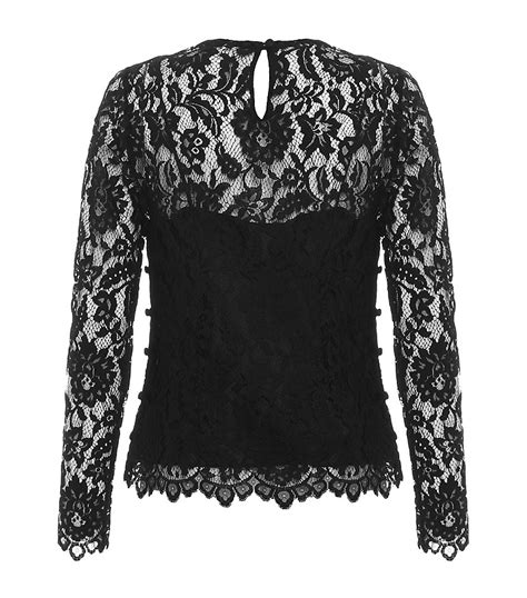 Milly Sheer Lace Blouse In Black Lyst