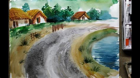 scenery drawing  watercolor painting  beginners watercolour
