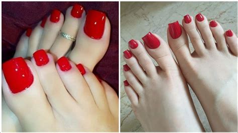 Most Beautiful Women Feet Collection Red Nail Polish Color And Beautiful