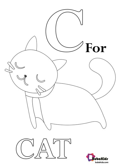 cat alphabet printable coloring page bubakidscom