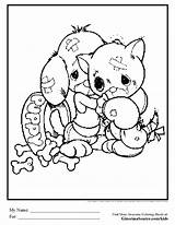 Coloring Puppy Pages Kitten Kittens Kitty Puppies Colouring Printable Print Cat Kids Cute Precious Moments Color Hard Advanced Library Ginormasource sketch template