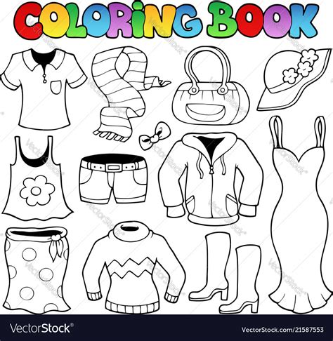 coloring book clothes theme  royalty  vector image