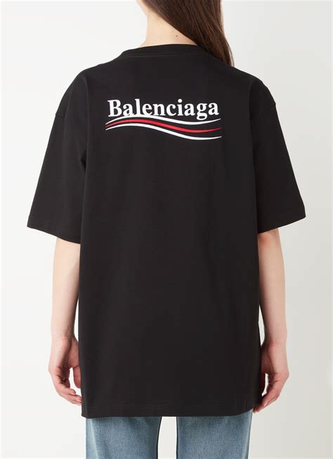 balenciaga political campaign  shirt met logo en backprint zwart de bijenkorf
