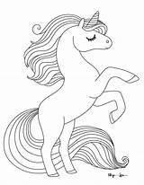 Unicorn Coloring Pages Print Rainbow Printable Tail Sheet Standing Magical sketch template