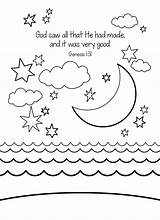 Creation Coloring Bible Pages Preschool Sheet Genesis Story Worksheets God Verse Tracing Children Lessons Memory Printable Days Colouring Created Sheets sketch template