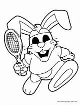 Tennis Coloring Pages Rabbit Playing Sports Color Printable Sheets Kids Found Game Print sketch template