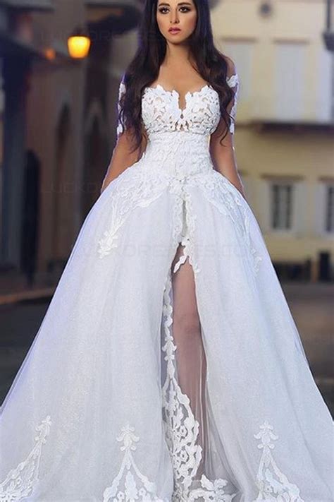 lace   shoulder wedding dresses bridal gowns