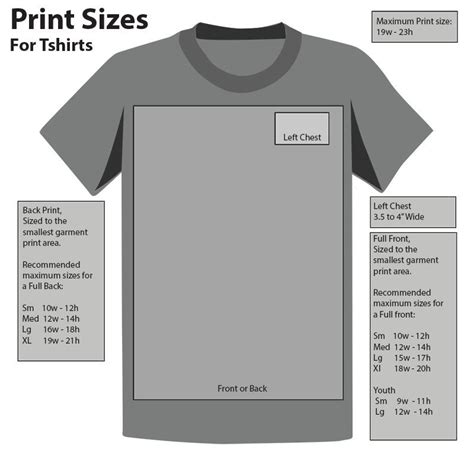 t shirt print sizes the printed image