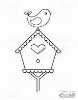 Bird Coloring Birdhouse Printable Pages Perched Colouring Clipart House Kids Birds Template Embroidery Patterns Printablecuttablecreatables Sheets Easy Popular Cute Library sketch template