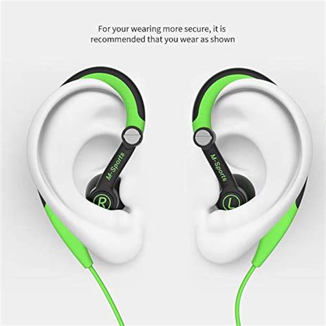 running headphones  ear  sport earbuds earhook wired stereo