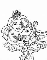 Barbie Coloring Princess Pages Horse Kids sketch template