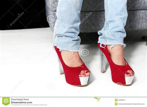 ripped jeans and high heels stock image image of wearing woman 45983877