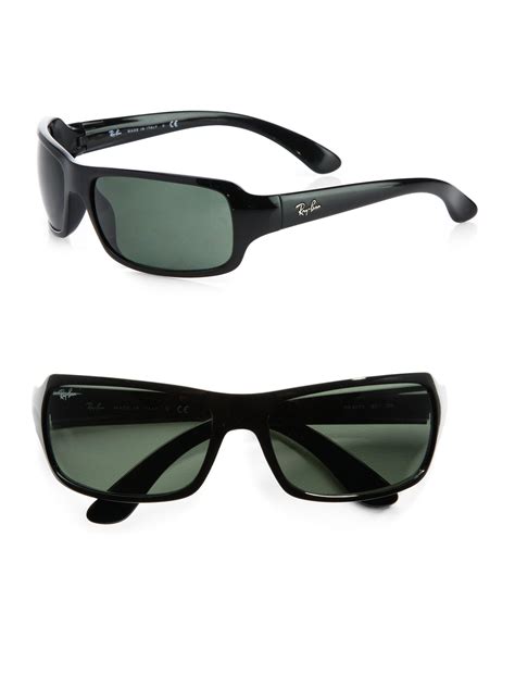 ray ban rectangular wrap sunglasses in tortoise black for men lyst