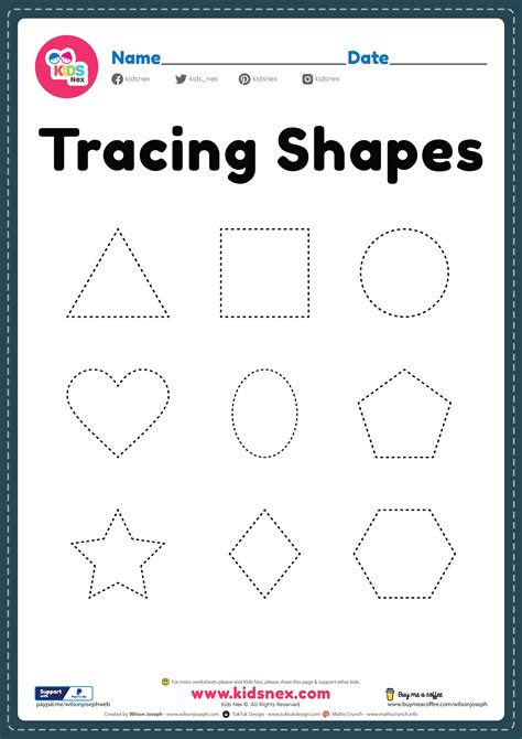 tracing shapes worksheet   printable