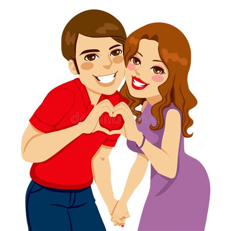 lovers making heart love sign stock vector illustration
