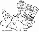 Spongebob Coloring Patrick Sand Playing Colouring Squarepants sketch template
