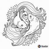 Goldfish Pisces Draw sketch template