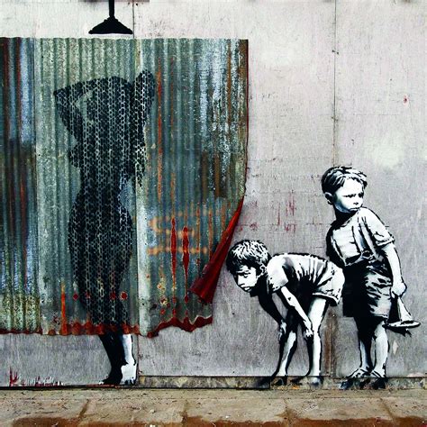 banksy boys  shower print banksy street art banksy graffiti art