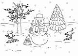 Coloring Pages Landscape Winter Christmas Snow Kids Snowman Tree Scene Printable Scenes Cute Color Colouring Print Adults Google Book Index sketch template