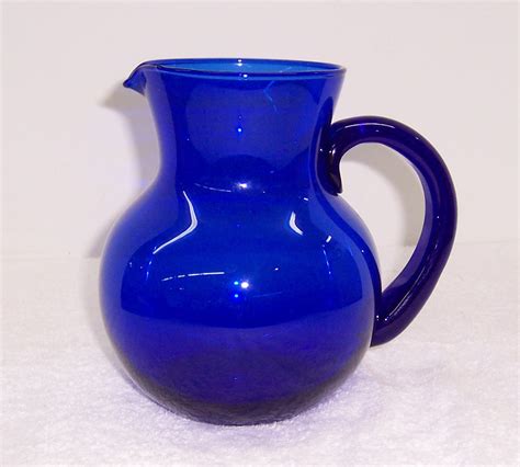 cobalt blue glass pitcher triple  resale