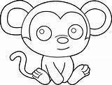 Coloring Easy Pages Monkeys Hard Monkey Simple Educativeprintable sketch template