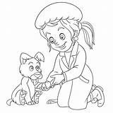 Vet Veterinarian Book Tierarzt Tierarztes Mädchen Hund Profession Illustrationen sketch template