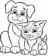 Coloring Puppy Kitten Pages Print Puppies Kittens Colouring Popular sketch template