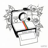 Polaroid Kamera Camara Blackwork Sketchbook Appareil Caméra Skizze Malerei Quickinfo Tampon sketch template