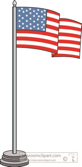 Patriotic Ua Flag On Flagpole 710 Classroom Clipart