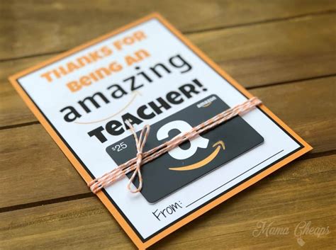 amazon gift card teacher gift printable card holder mama cheaps