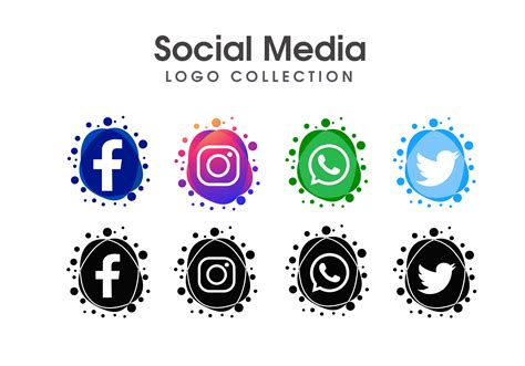 social media logo template set  vector art  vecteezy