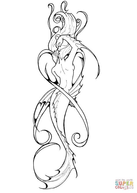 mermaid tattoo coloring page  printable coloring pages