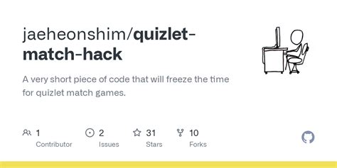 github jaeheonshimquizlet match hack   short piece  code   freeze  time