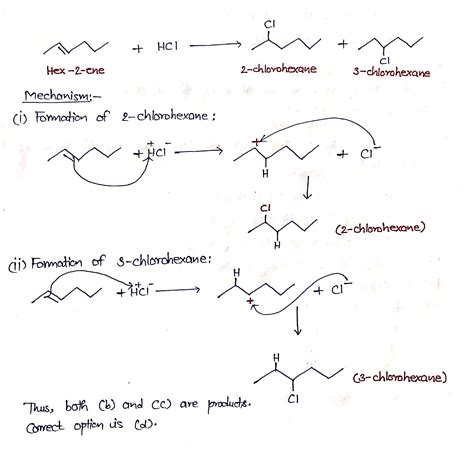 solved   reaction  hex  ene  hydrochloric acid