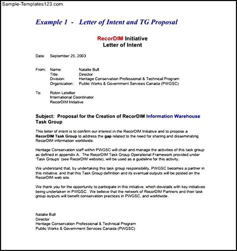 letter  intent  business proposal  printable