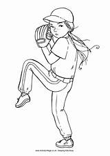Baseball Girl Colouring Coloring Pages Girls Playing Kids Softball Become Member Log sketch template