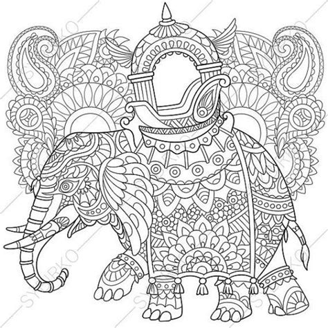 printable elephant coloring pages  adults zc