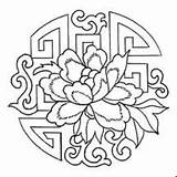 Chinese Embroidery Coloring Pages Flower sketch template