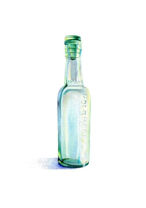Antique Glass Bottle Watercolor And Colored Pencil