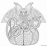Halloween Coloring Adult Pages Bat Printable Zentangle sketch template