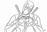 Coloring Deadpool Heart Pages Making Hands Drawing Shape sketch template