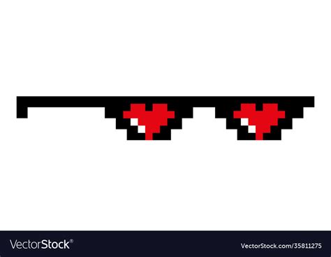 Pixel Glasses With Hearts Isolated On White Vector Image