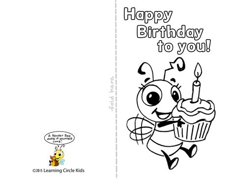 diy  printable birthday card  kids  decorate  write