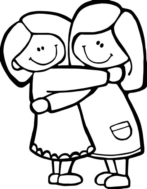cool  friends girl mother hug coloring page segnalibri