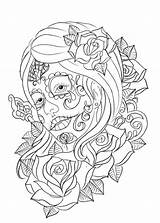 Coloring Dead Pages Printable Adult Colouring Print Kids Adults Skull Tattoo Animal sketch template