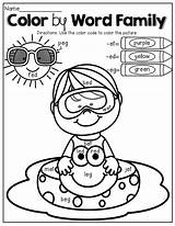Kids Summer Word Family Coloring Color Worksheets Kindergarten Work Families Book Ed Eg Reading Et Activities Prep Cvc Sight Choose sketch template