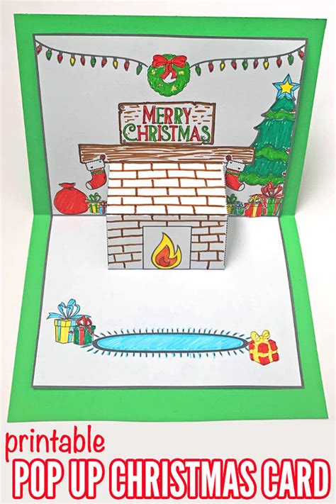 christmas pop  card printable decorate  holiday mantlepiece