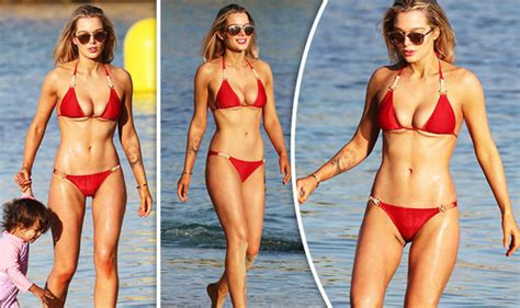 corrie s helen flanagan flaunts sensational figure as bust pops out of racy red bikini